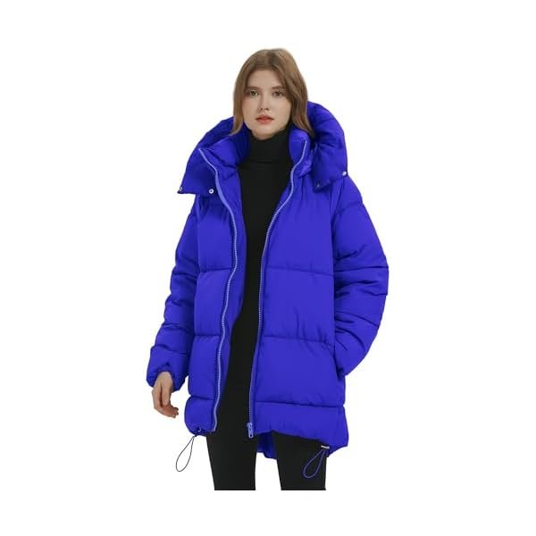 Women Mid-Length Puffer Hooded Jacket Winter Padded Warm Coat Thicken Outerwear Coats - Image 6