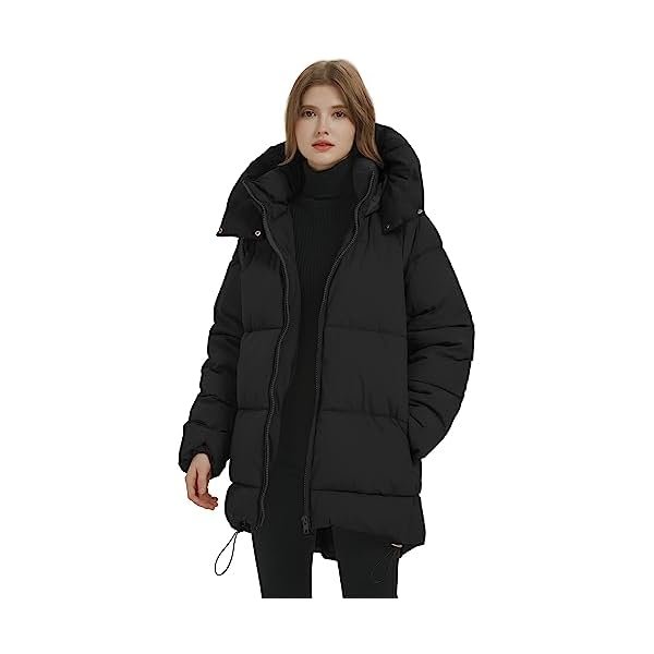 Women Mid-Length Puffer Hooded Jacket Winter Padded Warm Coat Thicken Outerwear Coats - Image 2