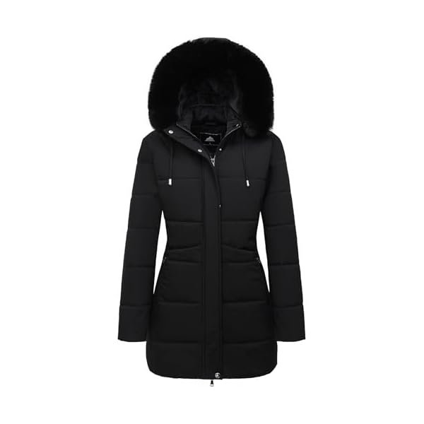 Women's Winter Puffer Coat Thicken Fleece Lined Down Jacket Waterproof Faux Fur Detachable Hooded Parka