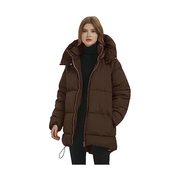 Women Mid-Length Puffer Hooded Jacket Winter Padded Warm Coat Thicken Outerwear Coats - Image 3