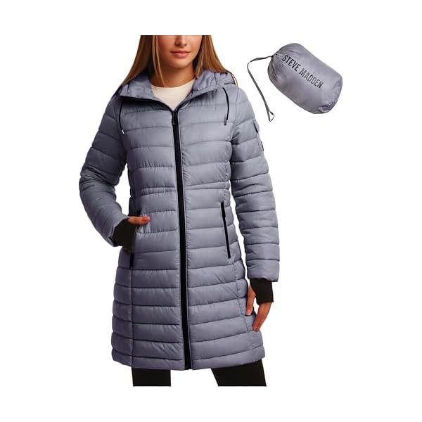 Womens Puffer Coat - Packable Quilted Long Hooded Puffer Parka Coat - Insulated Warm Winter Jackets for Women